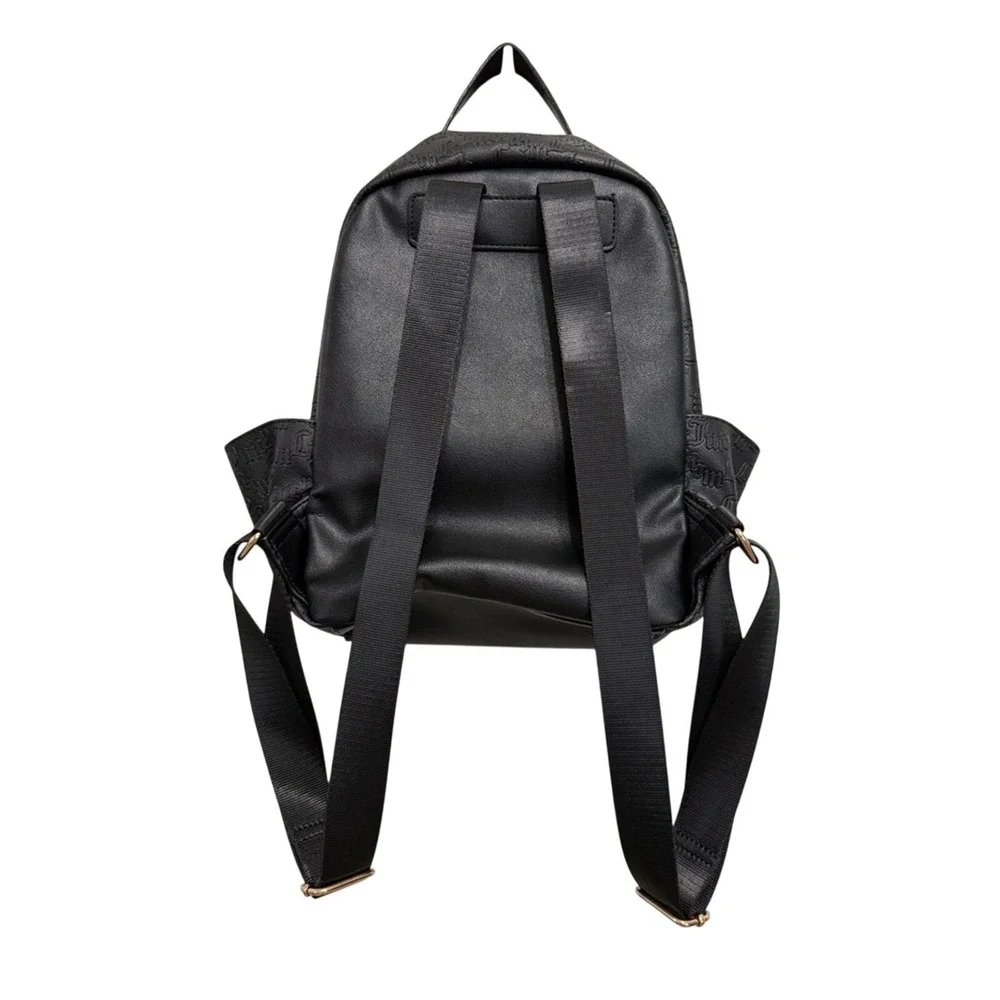 Juicy Couture Black Embossed Mini Backpack with HeartCharm Whimsigoth Chic Sleek